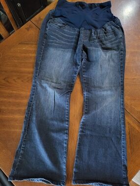 American Star Original Maternity Jeans 1X Dark Wash Bootcut Rhinestone Pockets